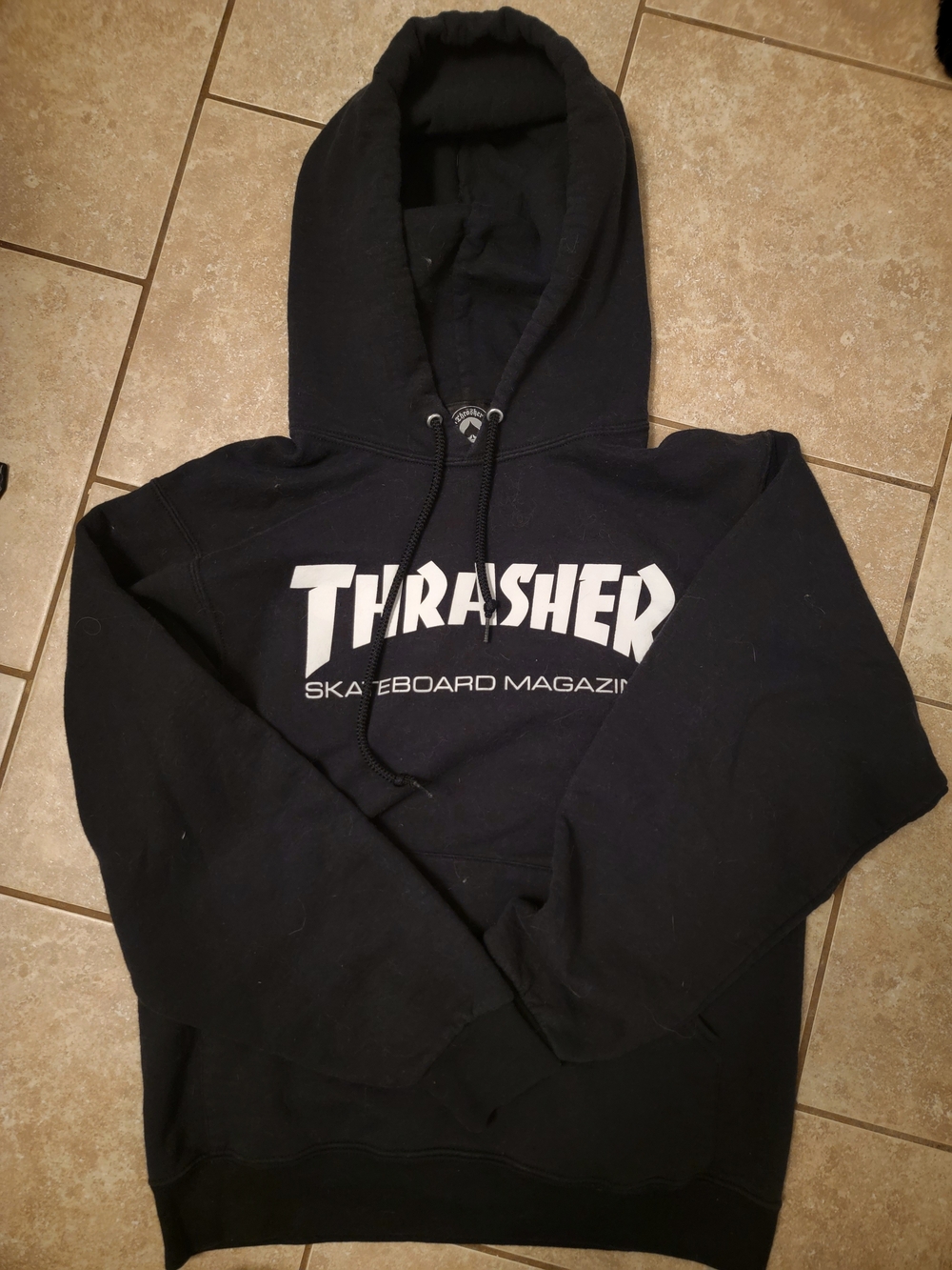 Thrasher Black Pullover Hoodie with Circular Logo Tag